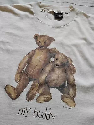 Buy Vintage 90s Waterline Men's Single Stitch Teddy Bear Friendship Art T-shirt XL  • 29.99£