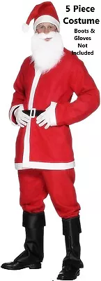 Buy Traditional 5 Piece Santa Suit Father Christmas Outfit One-Size Costume Red  • 14.99£