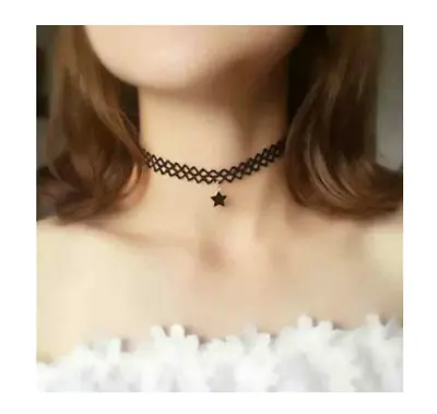 Buy Goth Black Star Neck Lace Collar Choker Accessories Jewellery Gift For Her Party • 3.79£