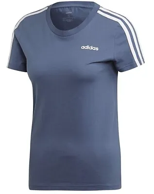 Buy New Adidas Essentials 3-Stripe Top T-Shirt - Blue - Ladies Women's  • 13.99£