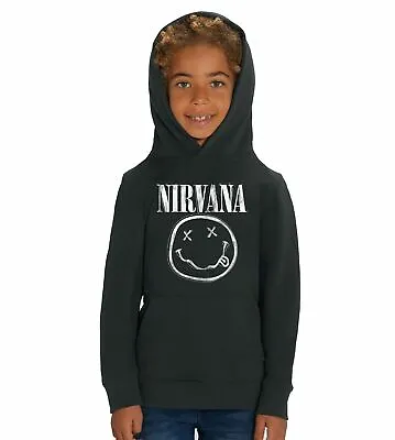 Buy Official Nirvana Classic Smiley Children's Unisex Black Hoodie • 24.99£