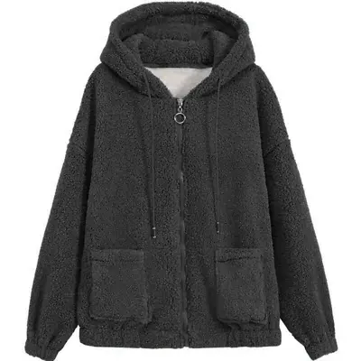 Buy Womens Teddy Bear Hoodie Ladies Casual Baggy Hooded Jacket Fleece Zip Up Coat • 13.99£