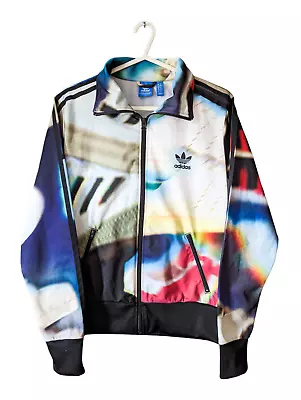 Buy Adidas Jacket Womens Size 12 Track Top All Over Print Chaos Multicoloured AX5993 • 34.99£