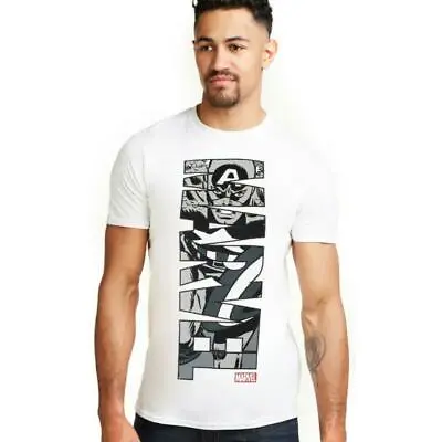 Buy Official Marvel Mens Captain America Text Logo T-shirt White S - XXL • 13.99£