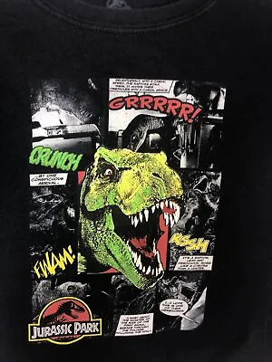 Buy Rare Jurassic Park Man Eater T-Rex Dinosaur Graphic Tee Shirt Boys Black Size 8 • 18.16£