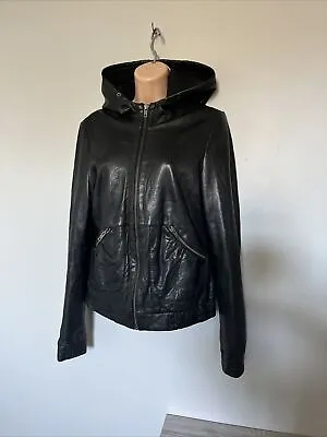 Buy Muubaa Hooded Soft Lambs Leather Hooded Jacket Uk 10 • 29.99£