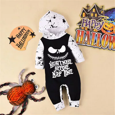 Buy Toddler Baby Jumpsuit Nightmare Before Christmas Halloween Cosplay Hooded Romper • 14.79£
