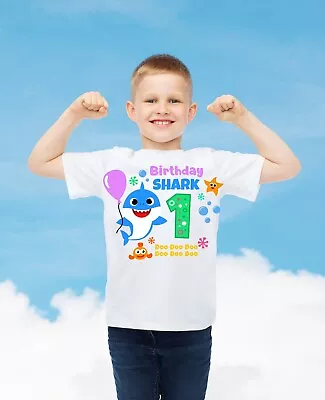 Buy Baby Shark Theme Personalised Birthday T Shirts Any Name Any Age • 8.50£