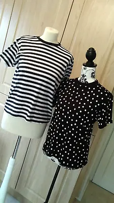 Buy Karen Scott X2 Black & White Short Sleeves T Shirts Sz PS (10) • 9.99£