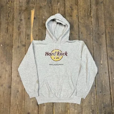 Buy Hard Rock Cafe Hoodie Y2K Philadelphia Spellout Sweatshirt, Grey, Mens Large • 30£