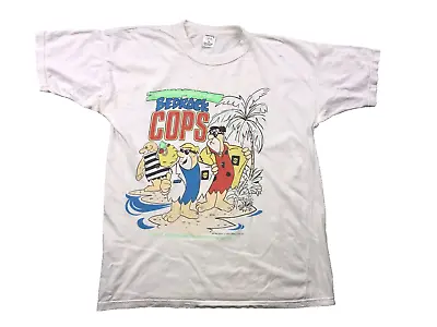 Buy Rare 1986 Vintage Hanna Barbera Productions Flintstones Bedrock Cops Tshirt • 45£