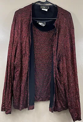 Buy R & K Evening Blouse And Jacket Set Red And Black Size 22W With Small Defects • 7.08£