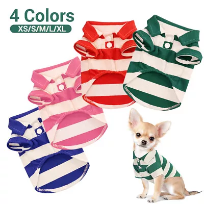 Buy Small Pet Dog Cat Stripe Shirt Cute Puppy T-Shirt Puppy Kitten Summer Clothes ~ • 4.99£
