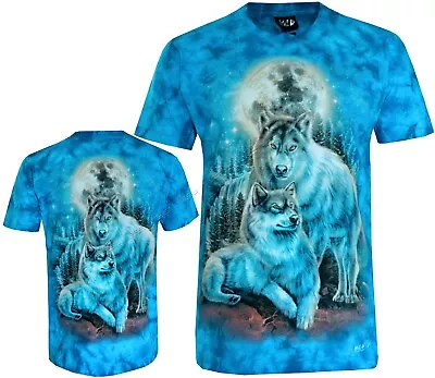 Buy Tie Dye T-Shirt A Wolves Habitat Full Moon Waterfall Forest Glow In Dark By Wild • 15.99£