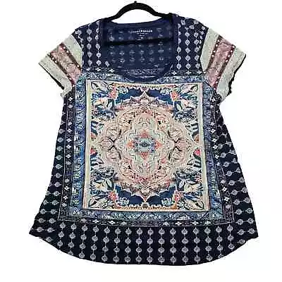 Buy Lucky Brand T-Shirt Womens Plus Size 1X Bohemian Graphic Print Short Sleeve Tee • 18.94£