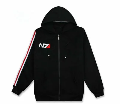 Buy Game Mass Effect John·Shepard N7 Cosplay Black Zipper Jacket Coat Hoodie UK// • 28.79£