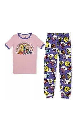 Buy Sesame Street 2 Pc PJs Kid Size Med 10 Macy's Rainbow Peace Love Sesame Street • 9.64£