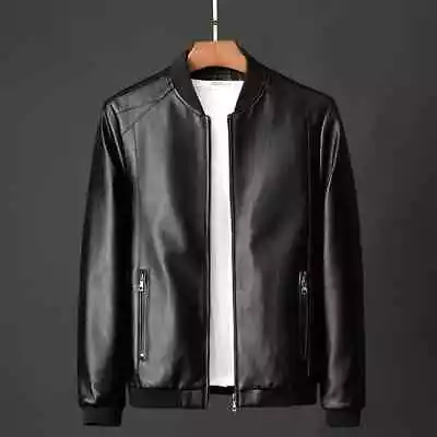 Buy Winter Leather Fashion Coat Men Bomber Motorcycle PU Jacket Causal Zipper • 33.40£
