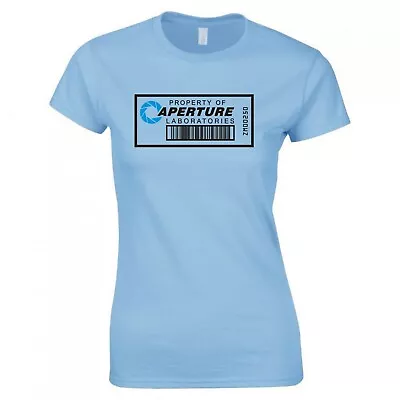 Buy Inspired By Portal  Aperture Laboratories Barcode  Ladies Skinny Fit Tshirt • 12.99£