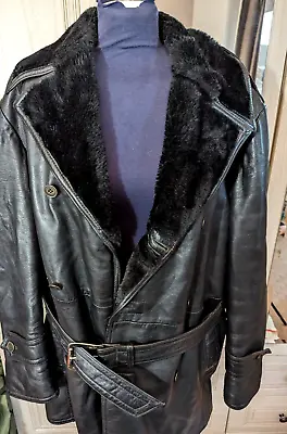 Buy VIntage SIrela 70s 80s Long Leather Black Jacket 44  Chest Goth Grunge Glam • 40£