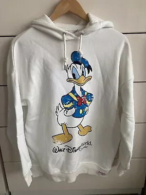 Buy Disney Mickey & Friends Vintage Donald Duck Ladies White Hoodies Size XS • 12.99£