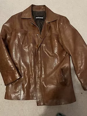 Buy Mens Tan Leather Jacket Medium • 8£