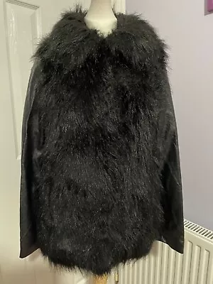 Buy Atmosphere Faux Fur/Faux Leather Ladies Jacket   Size S (10)  Good Condition • 2.50£