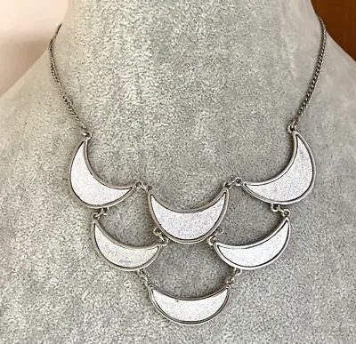Buy Half Moon Crescent Necklace Silver Tone Metal Boho Festival Costume Jewellery • 9£