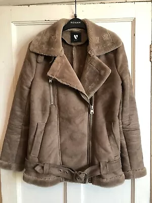 Buy Ladies Brown Faux Fur Soft Feel Biker Jacket From Very Size 8 • 9.99£