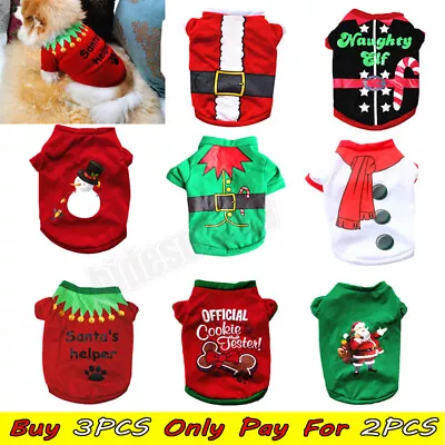 Buy Pet Christmas Clothes Puppy Dog Jumper Small Yorkie Cat T-shirt Xmas Outfit Gift • 4.49£