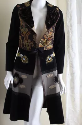 Buy Vanity Collection -Sz XS 0 2 Art-to-Wear Boho Hippie Funky Long Jacket Coat  • 128.24£
