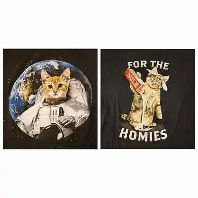 Buy Vintage Cat Shirts Adult Large Cat Astronaut For The Homies Pouring Milk Black  • 18.14£