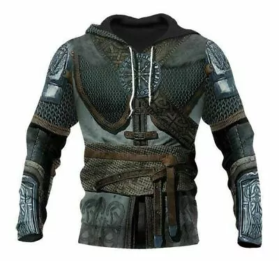 Buy Men 3D Printed Hoodies Viking Armor Tattoo All Over Harajuku Hooded Sweatshirts） • 21.19£