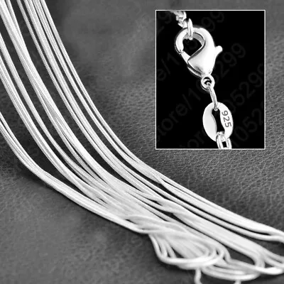 Buy 5-15pcs Wholesale 925 Silver Solid 1MM Snake Chain Necklace Women Men Jewellery • 9.83£