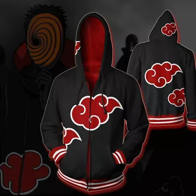 Buy Anime 3D Akatsuki Hoodie Zipper Coat Sweatshirt Cosplay Costumes Pullover Jacket • 20.39£