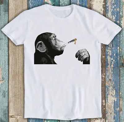 Buy Banksy Steez Chimp Monkey Smoking Joint Weed Meme Funny Tee T Shirt M1455 • 6.35£
