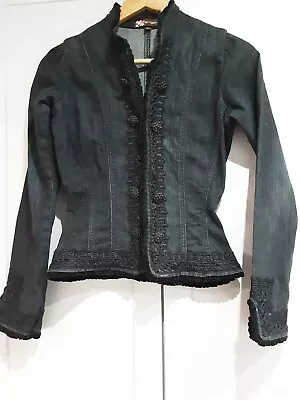 Buy Kookai Jeans Denim Black Jacket, An Unusual Lovely Style, Size 36 UK 8    (F1/1) • 23£