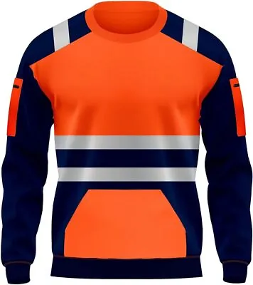 Buy Hi Viz Vis High Visibility Jacket 2 Tone Pullover Work Hoodie Sweatshirt Jumper • 18£