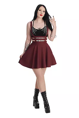 Buy Burgundy Gothic Rockabilly Braces Suspender Strap Lolita Skirt BANNED Apparel • 39.99£