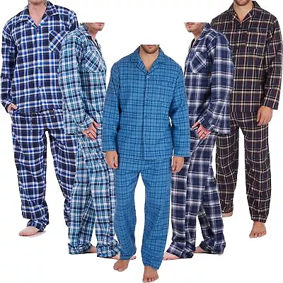 Buy Mens PJ's Pyjama Set Pyjamas Checked Lounge Trouser Traditional Nightwear Shirt • 12.99£