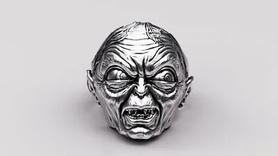 Buy LOTR Lords Of The Ring Gollum Face Mens Silver Ring  • 155£