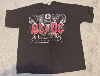Buy Vintage ACDC T Shirt XL Black Graphic Print Black Ice 2008 Tour Band Music • 18.99£