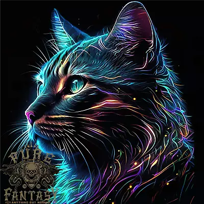 Buy A Fantasy Cat With Cool Colours 3 Mens T-Shirt 100% Cotton • 10.75£