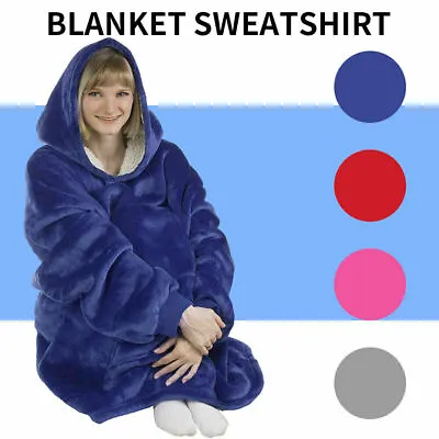 Buy Hoodie Blanket Adult Oversized Sweatshirt Sherpa Fleece Big Hooded Ultra Plush • 7.99£