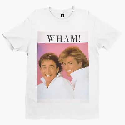 Buy Wham T-Shirt Vintage White Pink Band George Michael Ridgeley Unisex Music POP UK • 8.39£