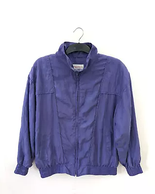 Buy Rhoda Lynne Womens Jacket Large 100% Silk Windbreaker Bomber 90s Retro Vtg • 27.90£