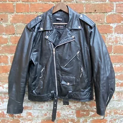 Buy Vintage Wilsons Leather Biker Jacket Men’s XL Black Punk Rock 3M Thinsulate • 69.99£
