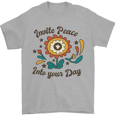 Buy Invite Peace Into Your Day Hippy Love 60s Mens T-Shirt 100% Cotton • 8.49£