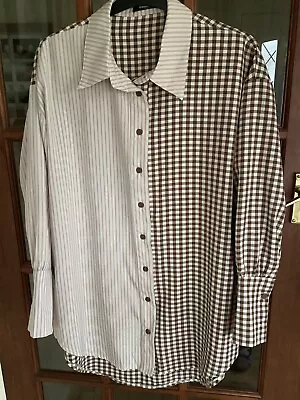 Buy New Missguided Oversized Check Stripe Long Tunic Shirt Top Size 8-18 • 6.99£