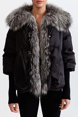 Buy Goose Down Big Fur Collar Puffer Jackets Size XL • 85.24£